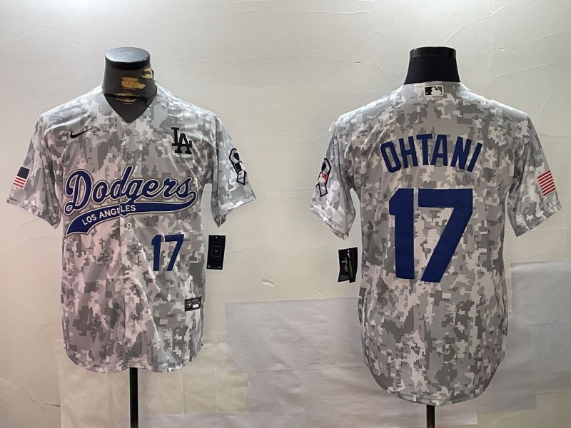 Men Los Angeles Dodgers #17 Ohtani Camo Joint Name 2024 Nike MLB Jersey style 3